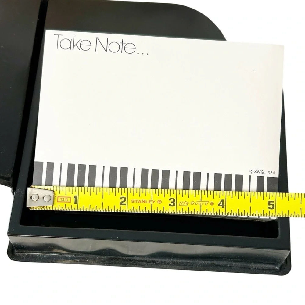 Vintage 1980s Piano Shaped Note Pad with Themed Note Paper & Music Note Pencil